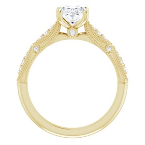 14K Yellow 8x6 mm Oval Forever Oneâ„¢ Moissanite & 1/10 CTW Diamond Engagement Ring    